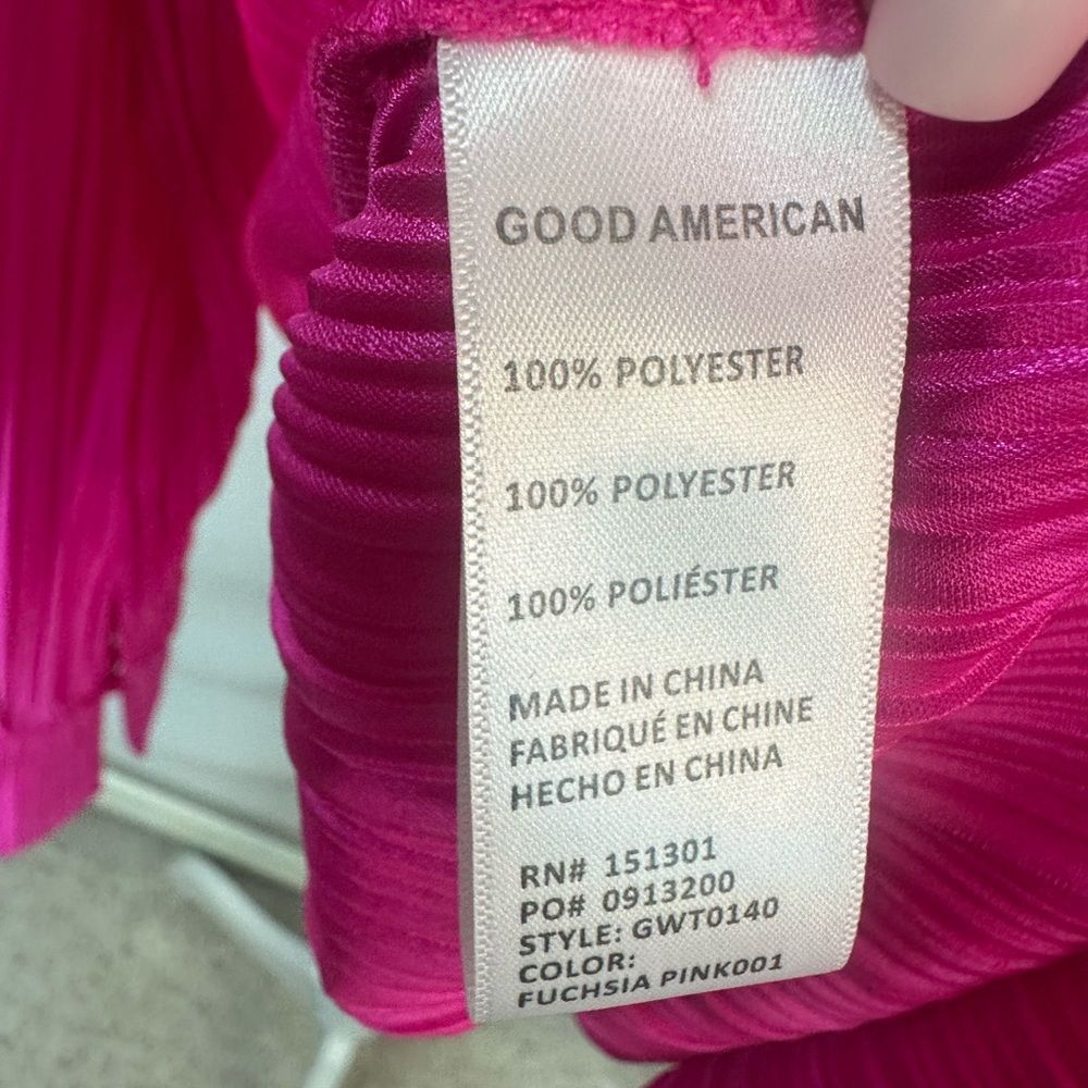 Good American Fuchsia Always Fits Plisse Pleated Button Down Blouse Size 5/6 NWT - Picture 11 of 13